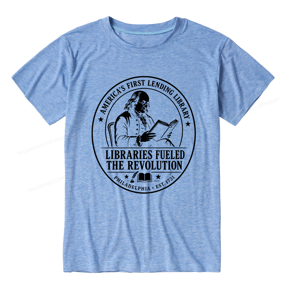 Pagewings Libraries Fueled the Revolution Unisex Heather T-Shirt