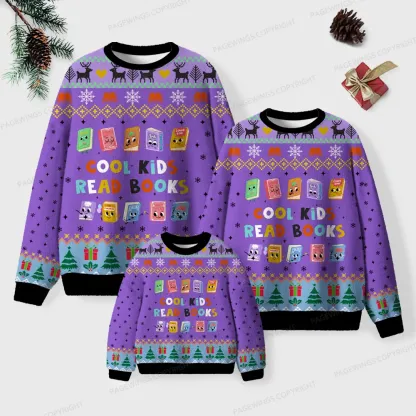 Pagewings Cool Kids Read Books Unisex Ugly Knit Sweatshirt