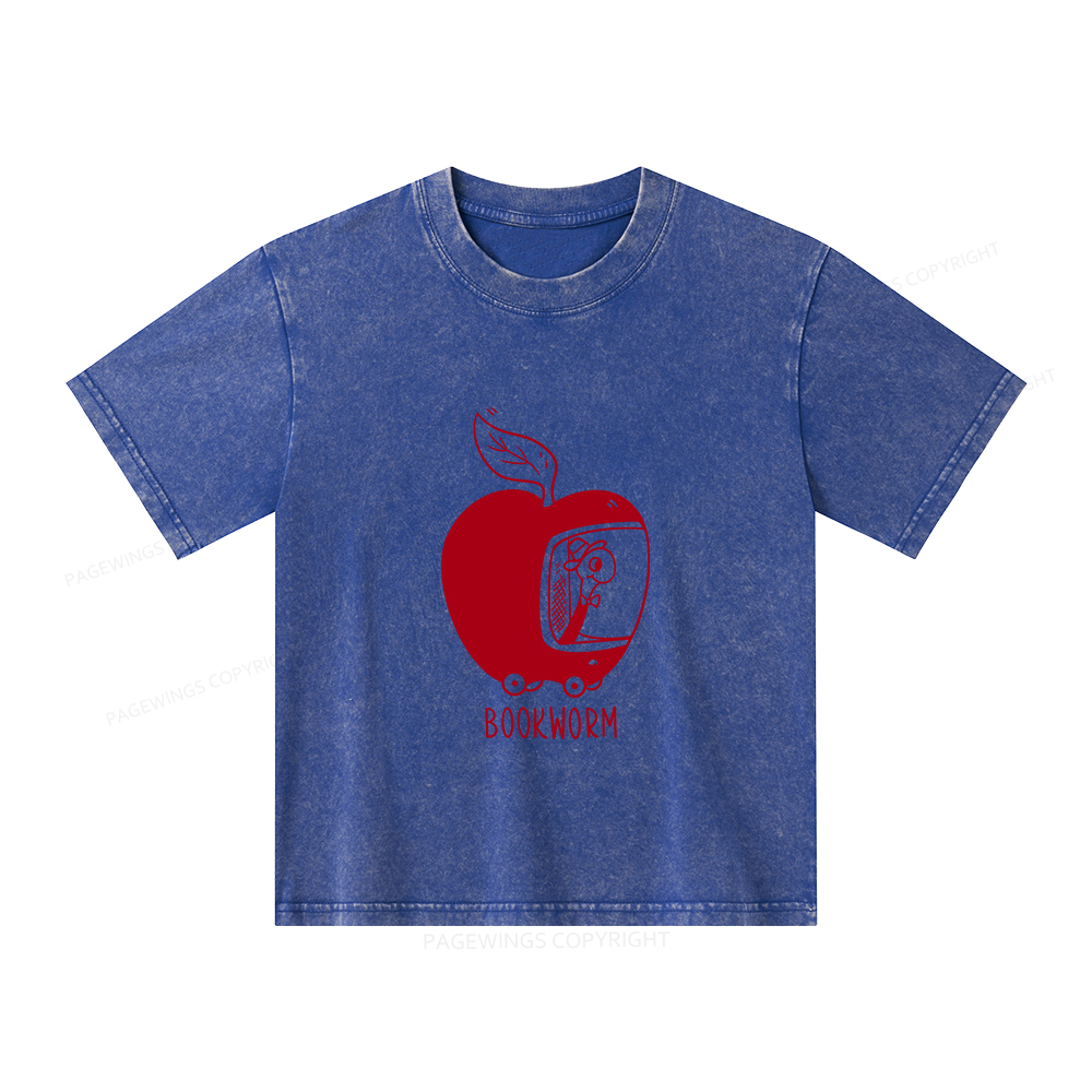 Pagewings Worm Driving Car Unisex Kids Washed T-shirt