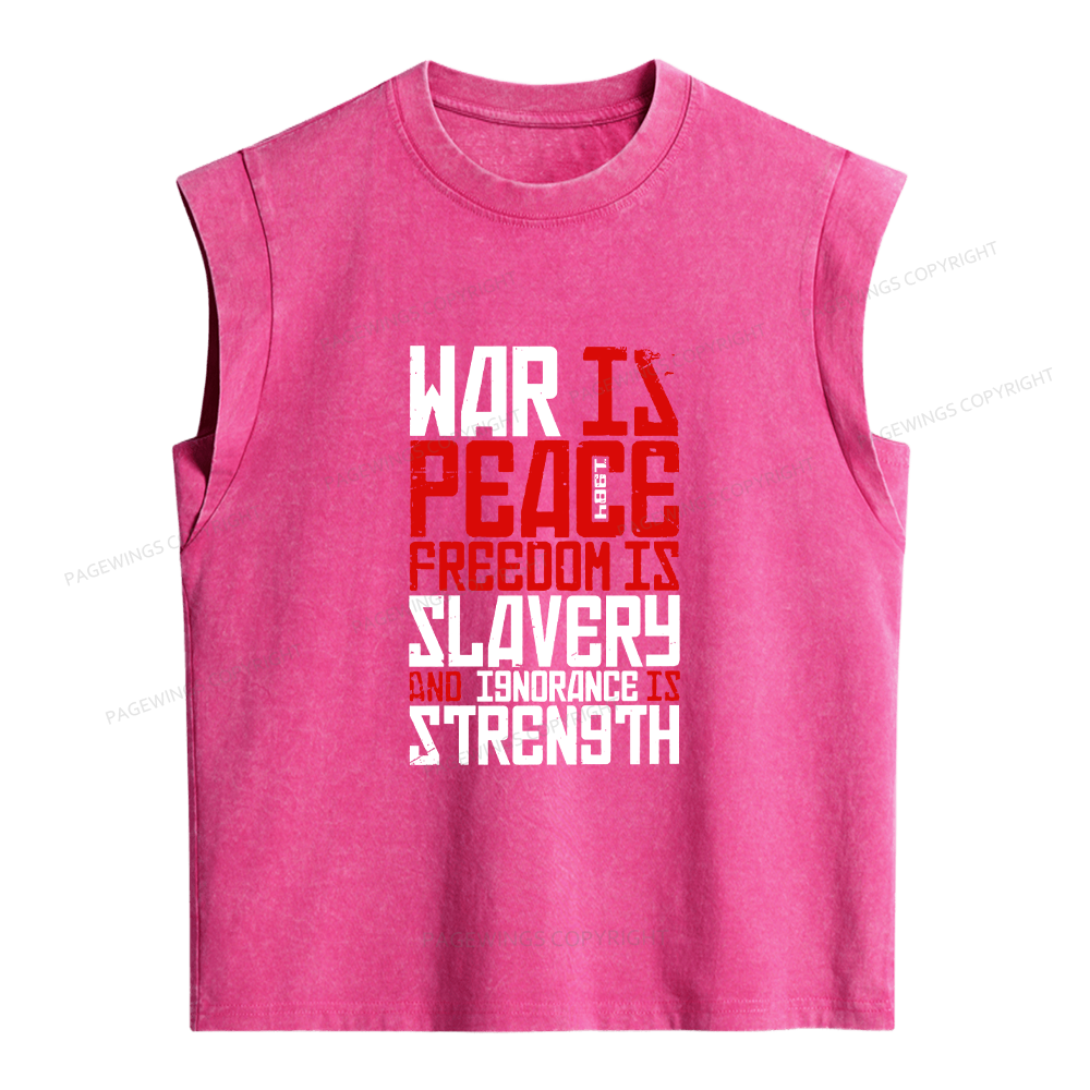 Pagewings War Is Peace Freedom Is Slavery Women's Washed Tank Top