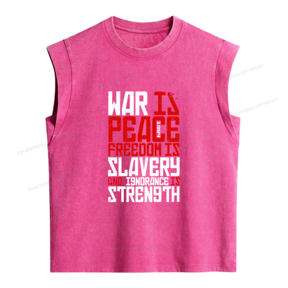 Pagewings War Is Peace Freedom Is Slavery Women's Washed Tank Top