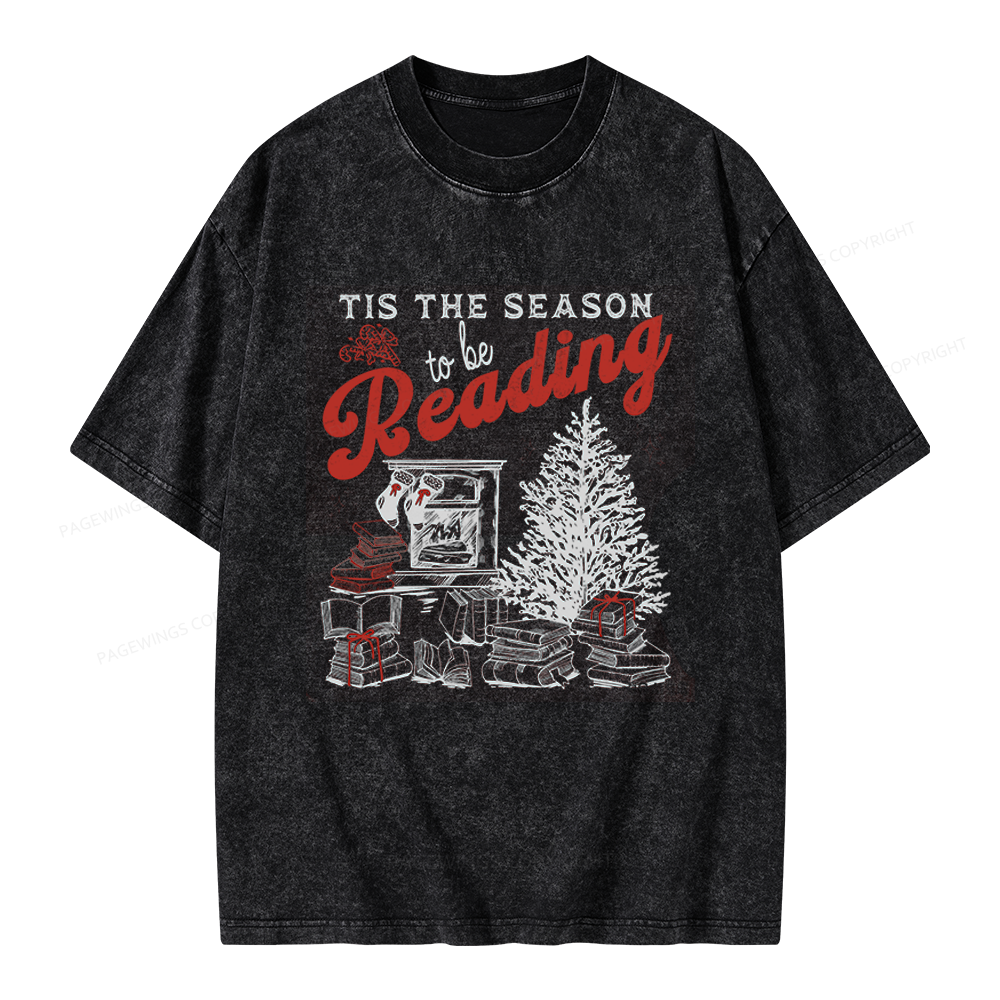 Pagewings Tis The Season to be Reading Unisex Washed T-shirt