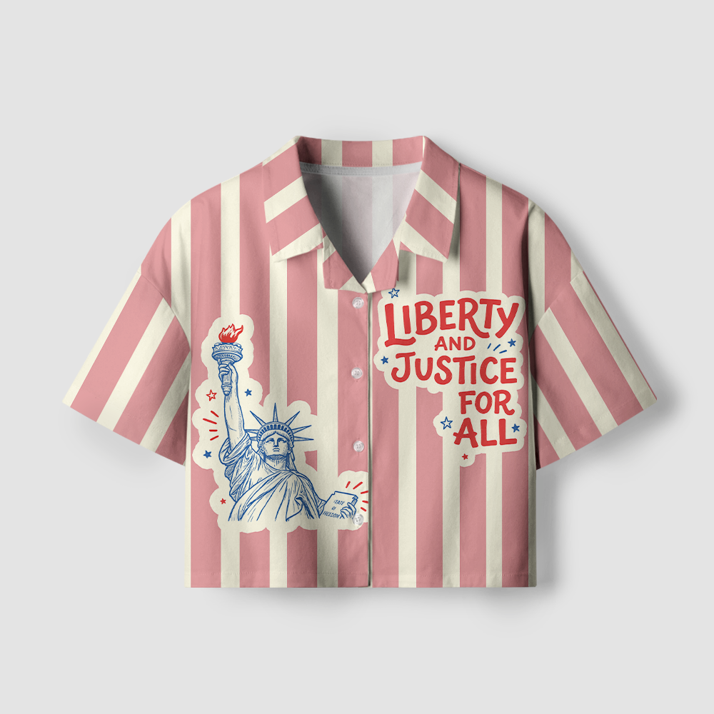 Pagewings Liberty And Justice For All Camp Collar Women's Camp Shirt