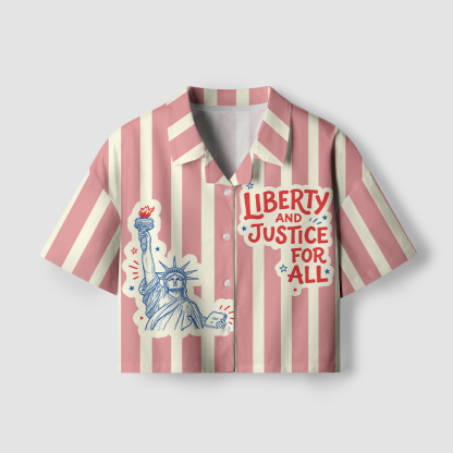Pagewings Liberty And Justice For All Camp Collar Women's Camp Shirt