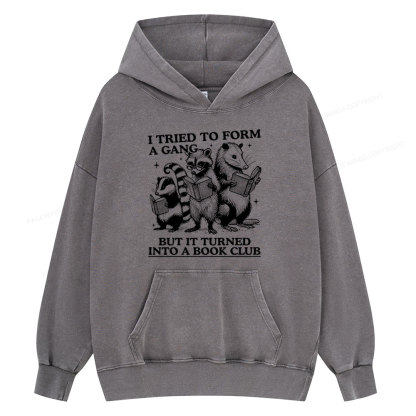 Pagewings A Gang Turn Into A Book Club Unisex Washed Hoodie