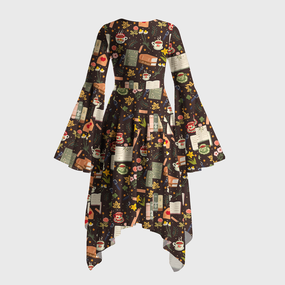 Pagewings Book Lover Bell Sleeve Dress