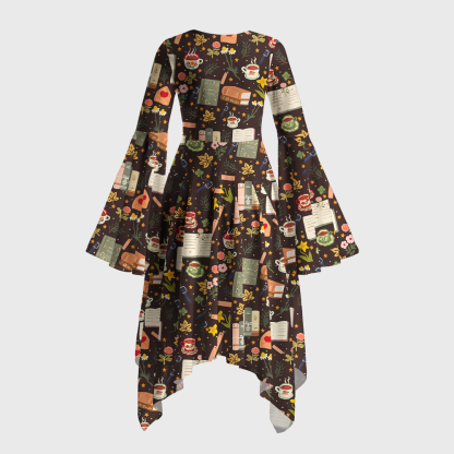 Pagewings Book Lover Bell Sleeve Dress