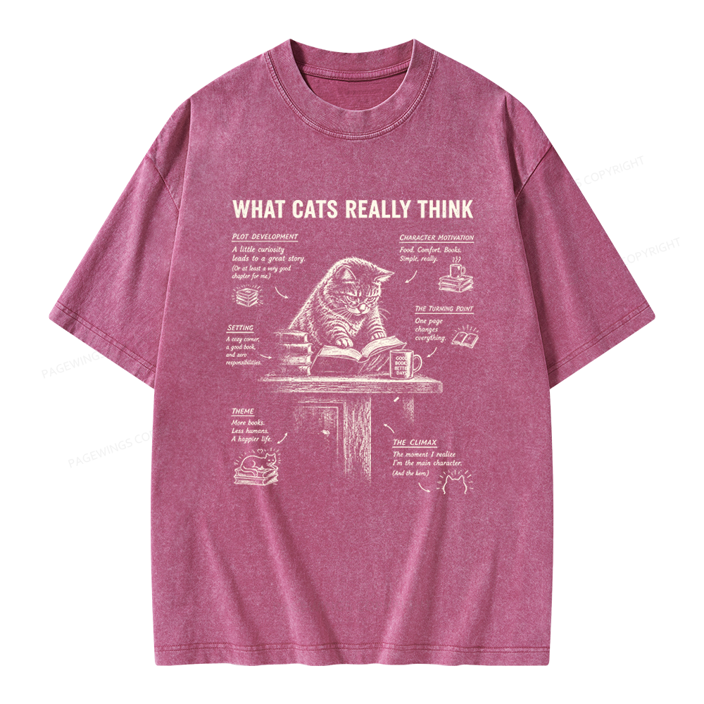 Pagewings What Cats Really Think Unisex Washed T-shirt