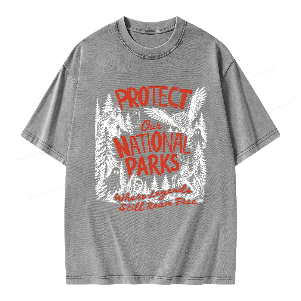 Pagewings Protect National Parks Unisex Washed T-shirt