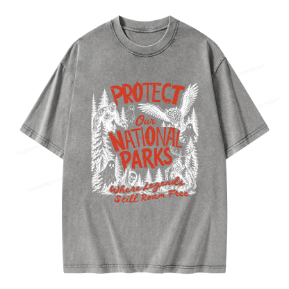 Pagewings Protect National Parks Unisex Washed T-shirt