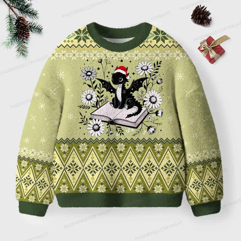 Pagewings  Cat Reading A Book Unisex Ugly Knit Sweatshirt