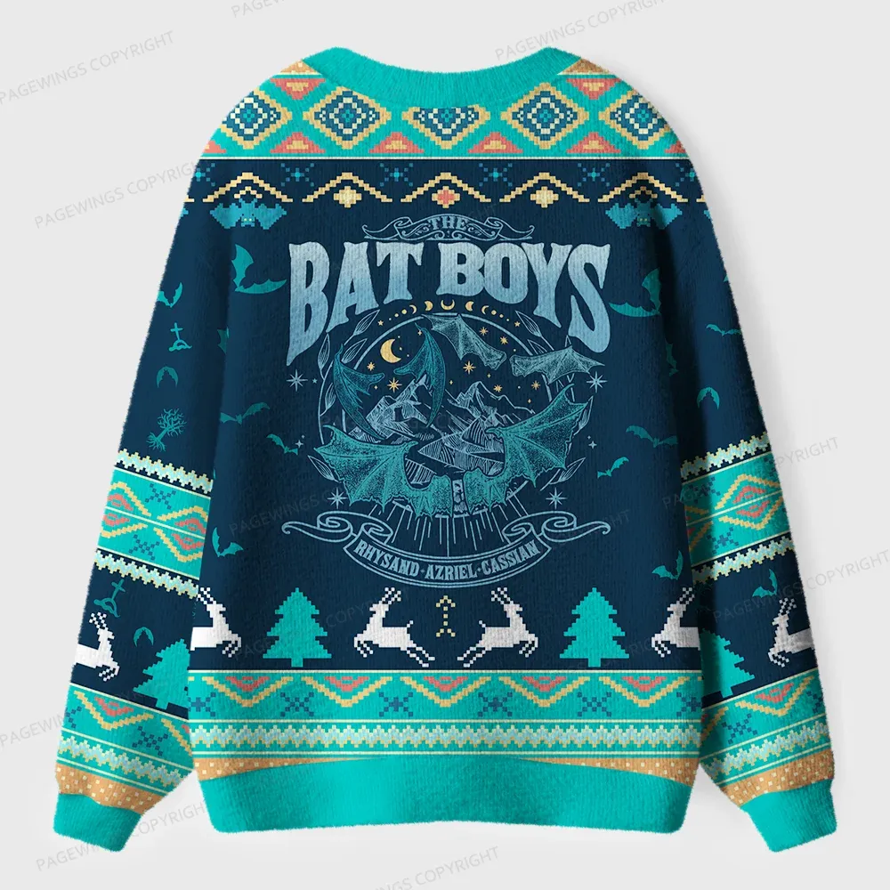 Pagewings Bat Boys Unisex Ugly Cardigan Sweaters