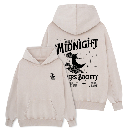 Pagewings Late Night Readers Book Club Unisex Washed Hoodie