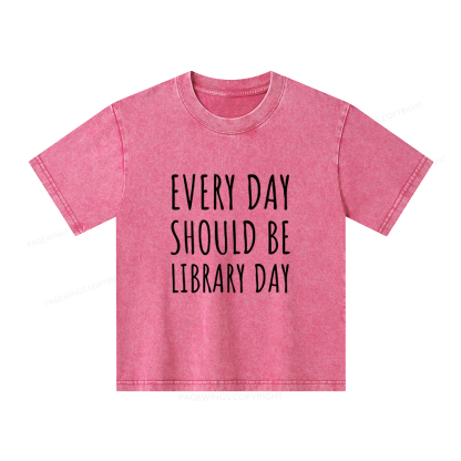 Pagewings Library Day Media Specialist Shirt Library Shirt Unisex Kids Washed T-shirt
