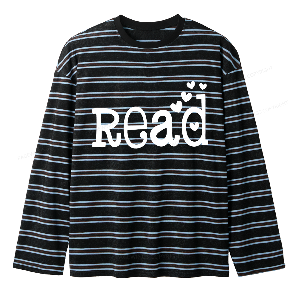 Pagewings Read More Books Unisex Striped Long Sleeve T-Shirt