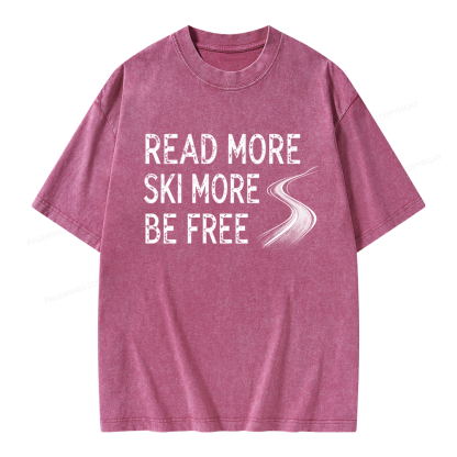 Pagewings Read More Ski More Be Free Unisex Washed T-shirt