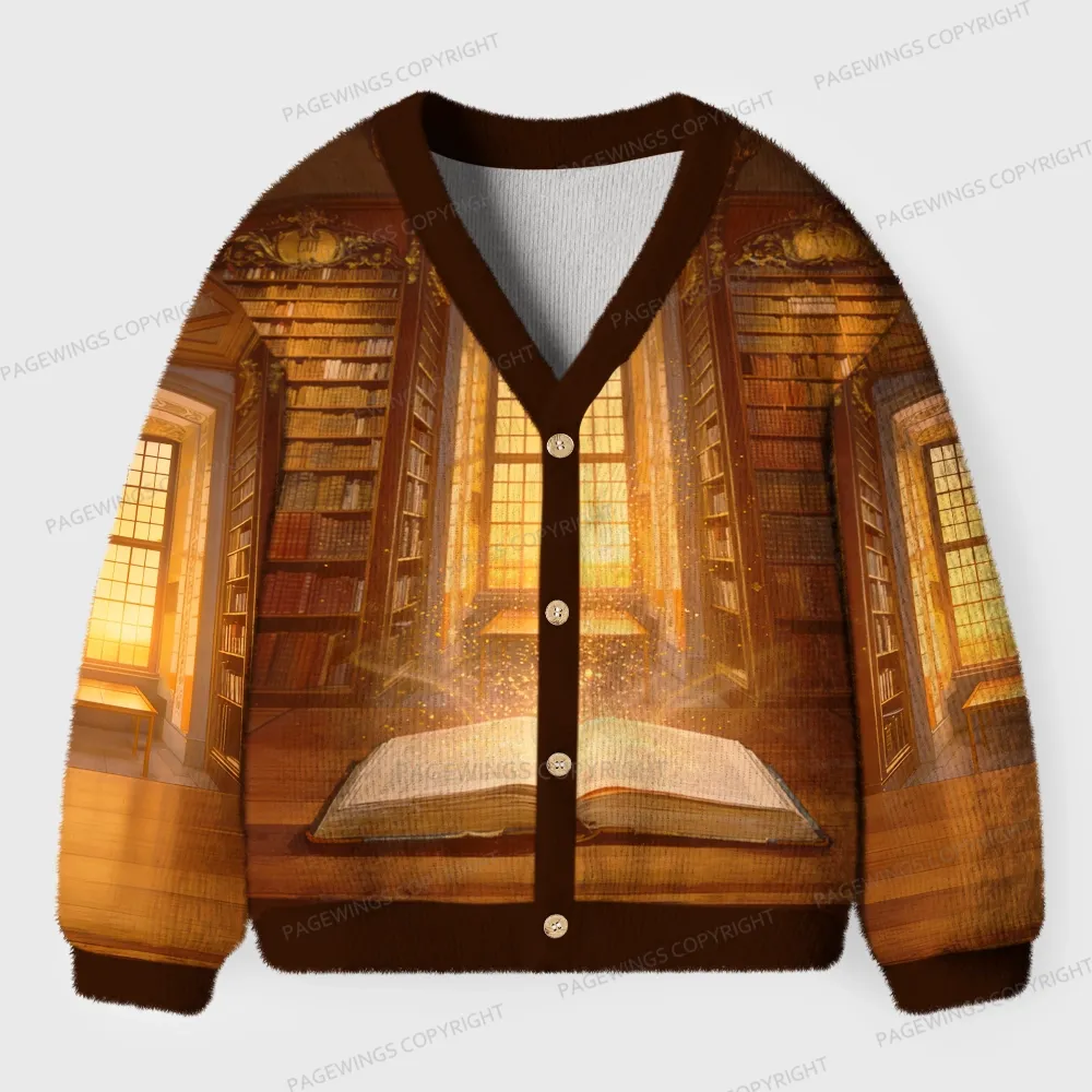 Pagewings Library Unisex Ugly Cardigan Sweaters