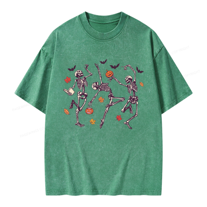 Pagewings Dancing Skeleton Unisex Washed T-shirt