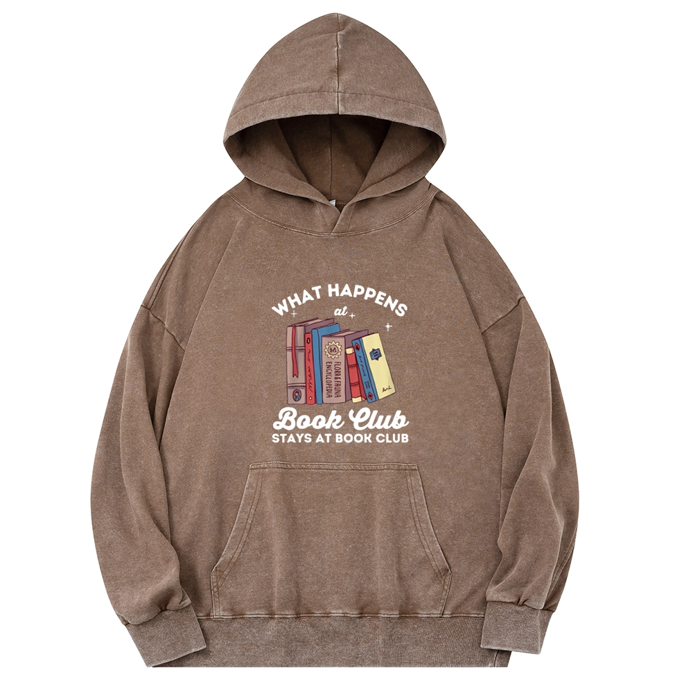 Pagewings Stays At Book Club Book Unisex Washed Hoodie