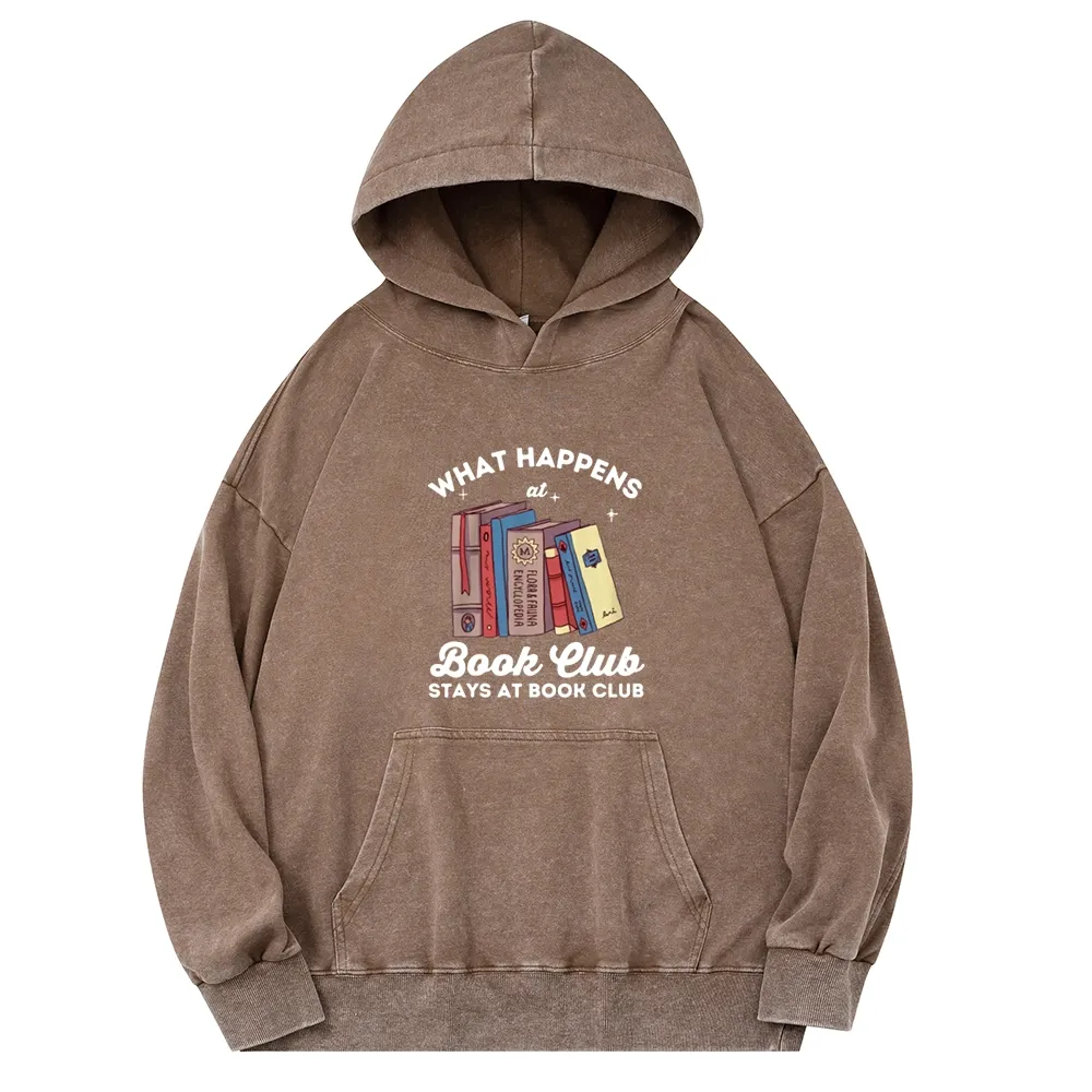 Pagewings Stays At Book Club Book Unisex Washed Hoodie