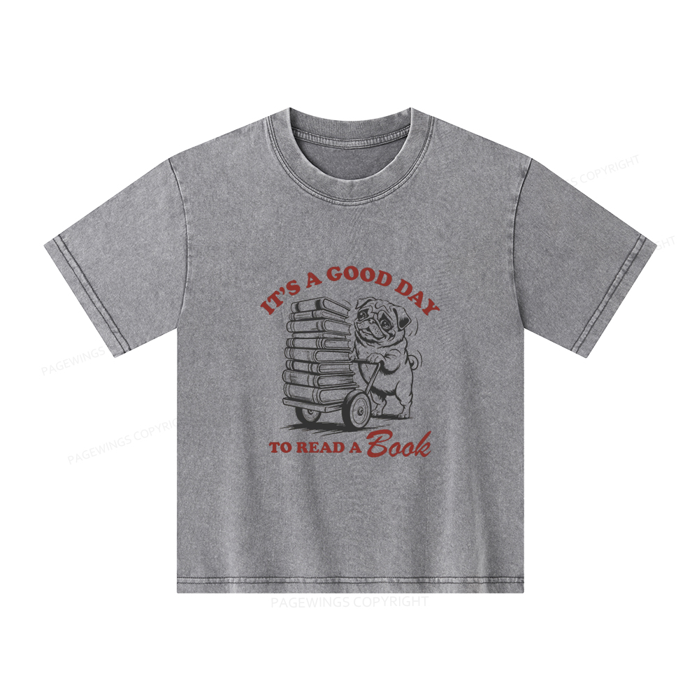 Pagewings It‘s A Good Day To Read A Book Unisex Kids Washed T-shirt