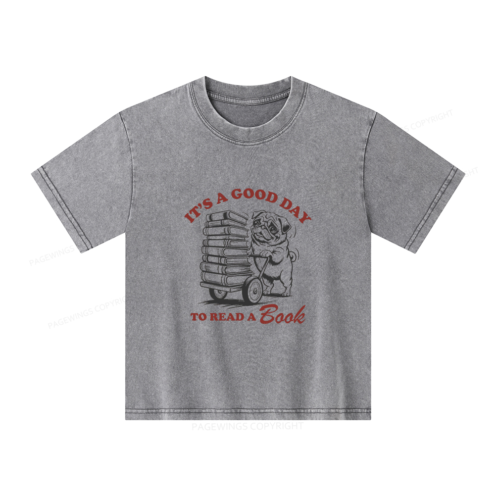 Pagewings It‘s A Good Day To Read A Book Unisex Kids Washed T-shirt
