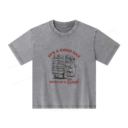 Pagewings It‘s A Good Day To Read A Book Unisex Kids Washed T-shirt