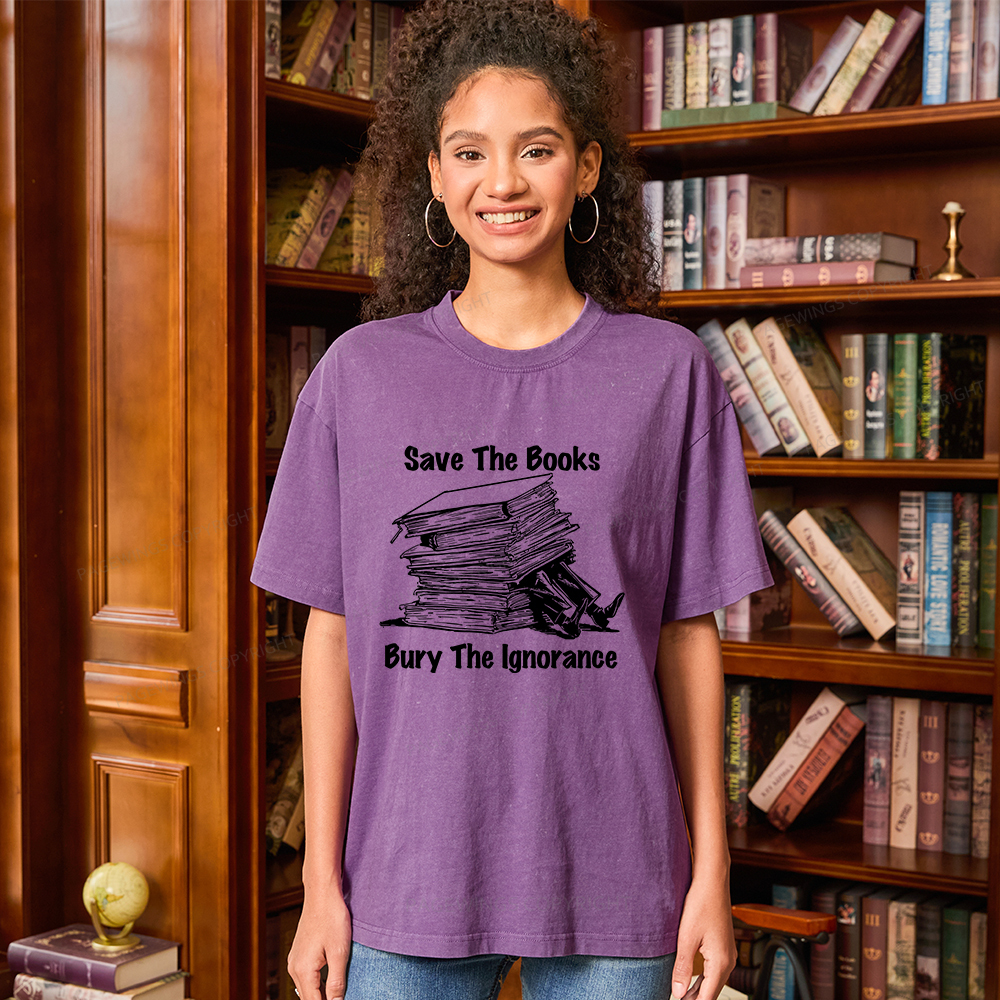 Pagewings Save The Books Bury The Ignorance Unisex Washed T-shirt