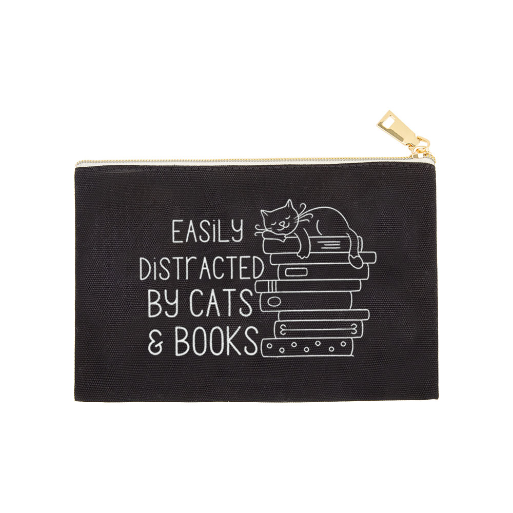 Pagewings Easily Distracted By Cats and Books Pouch