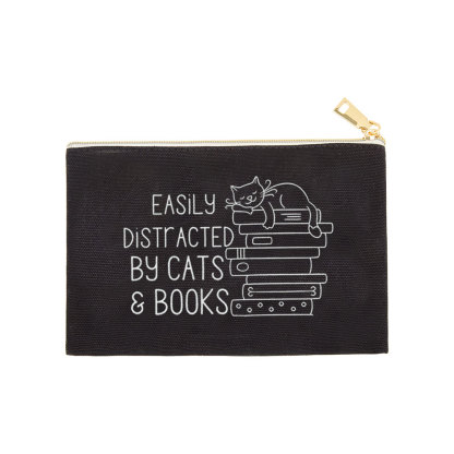 Pagewings Easily Distracted By Cats and Books Pouch