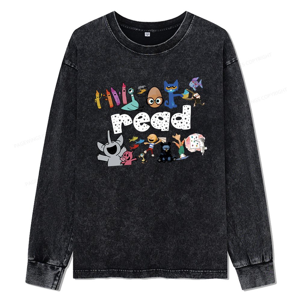 Pagewings Reading Bookish Unisex Washed Long Sleeve T-shirt