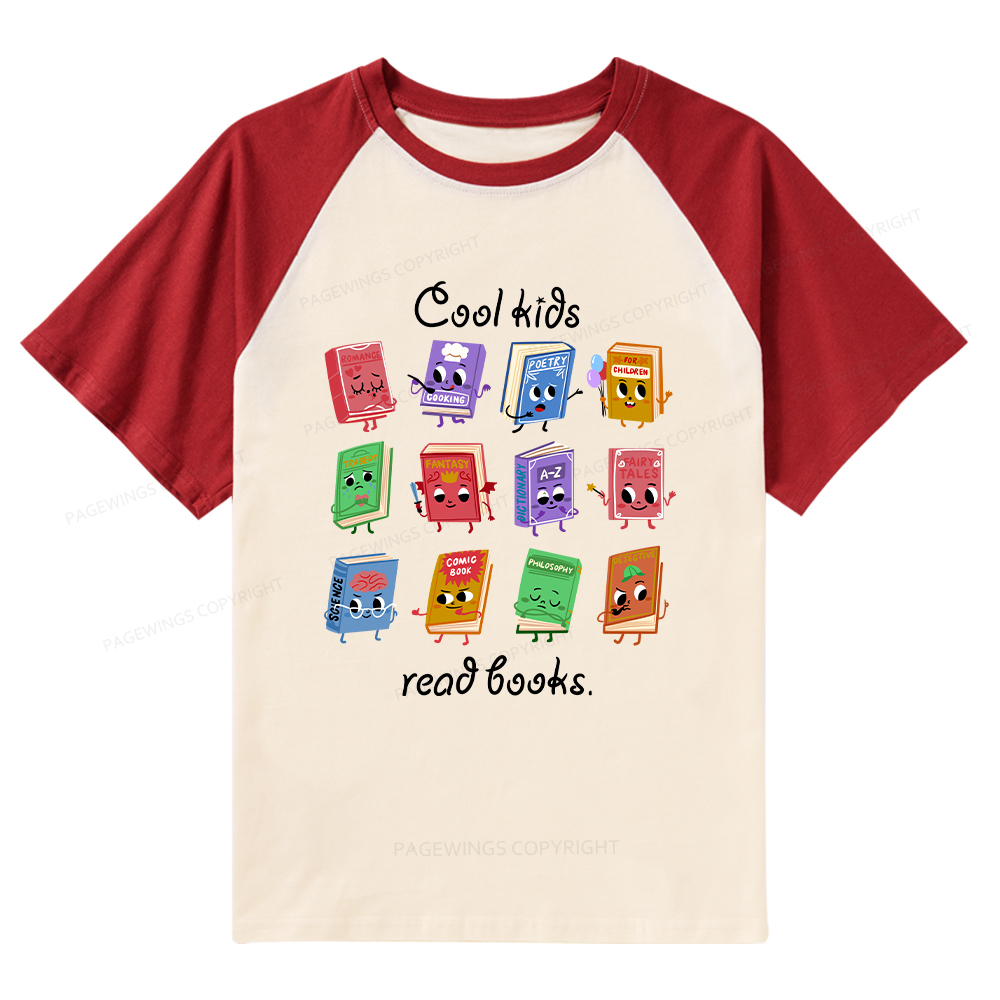 Pagewings Cool Kids Read Books Raglan T-shirt