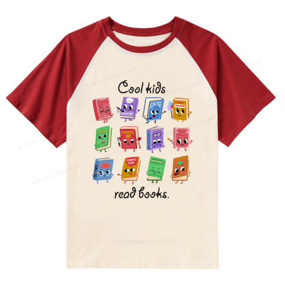 Pagewings Cool Kids Read Books Raglan T-shirt