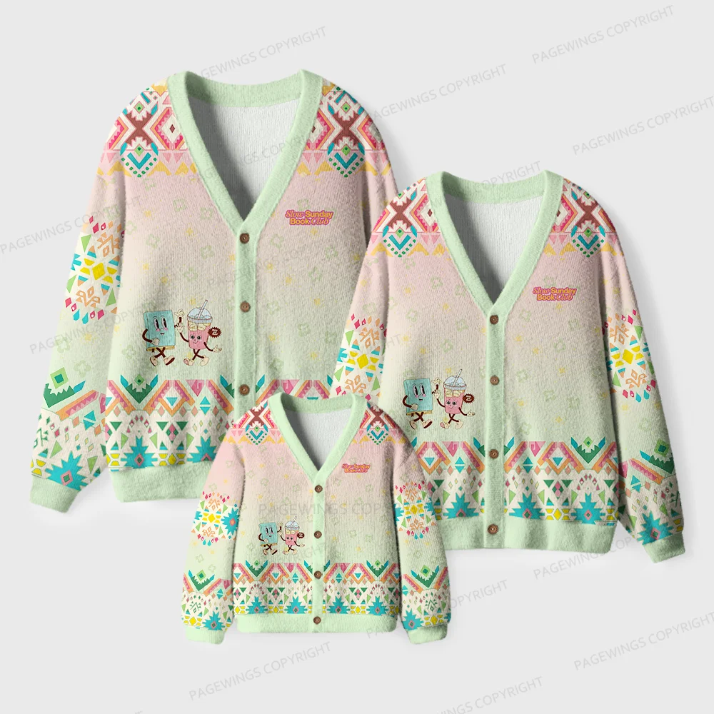 Pagewings Slow Sunday Book Club Unisex Ugly Cardigan Sweaters