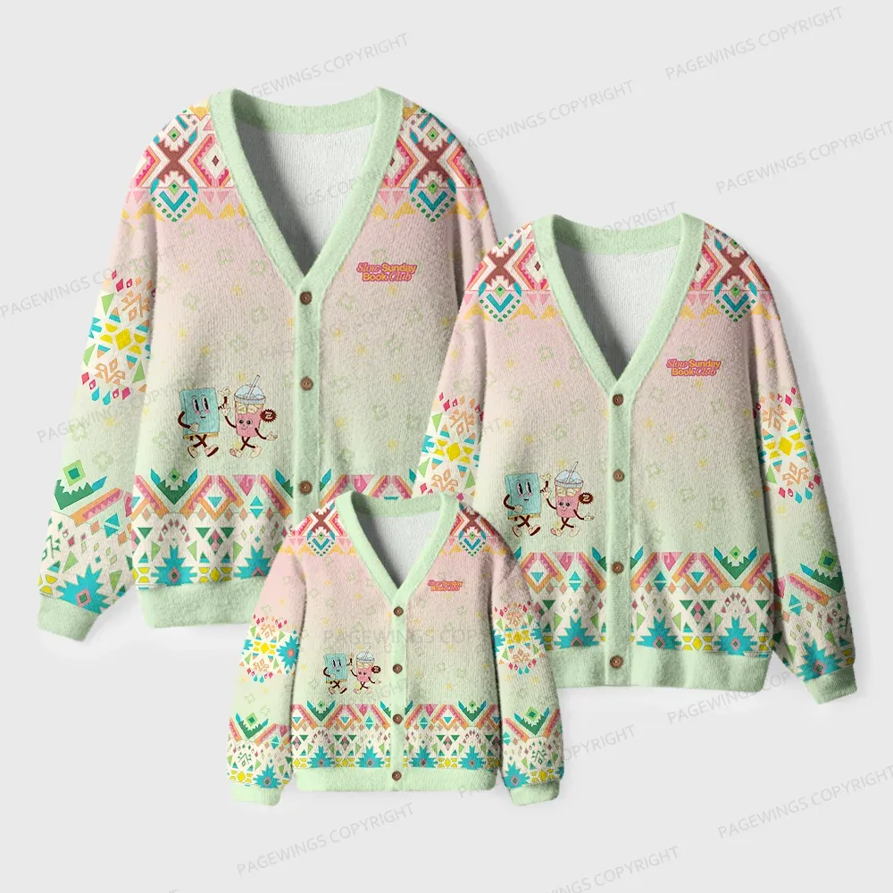 Pagewings Slow Sunday Book Club Unisex Ugly Cardigan Sweaters