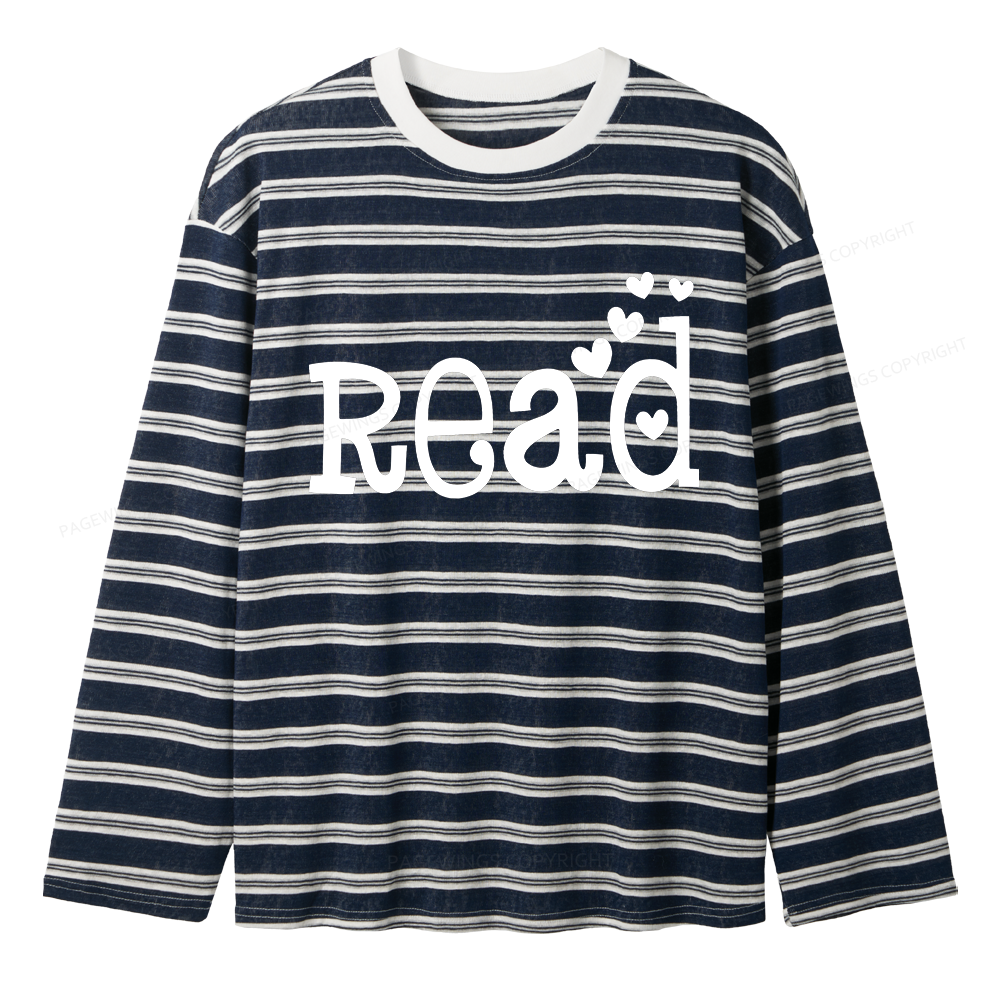 Pagewings Read More Books Unisex Striped Long Sleeve T-Shirt