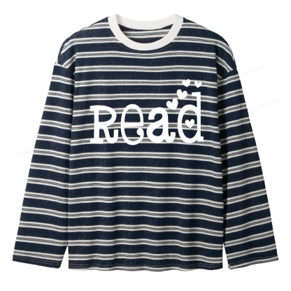 Pagewings Read More Books Unisex Striped Long Sleeve T-Shirt