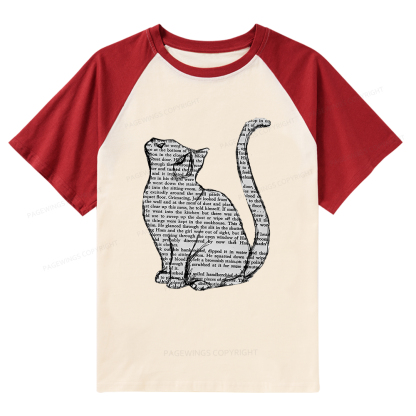 Pagewings Lots Of Books And Cute Cats Raglan T-shirt