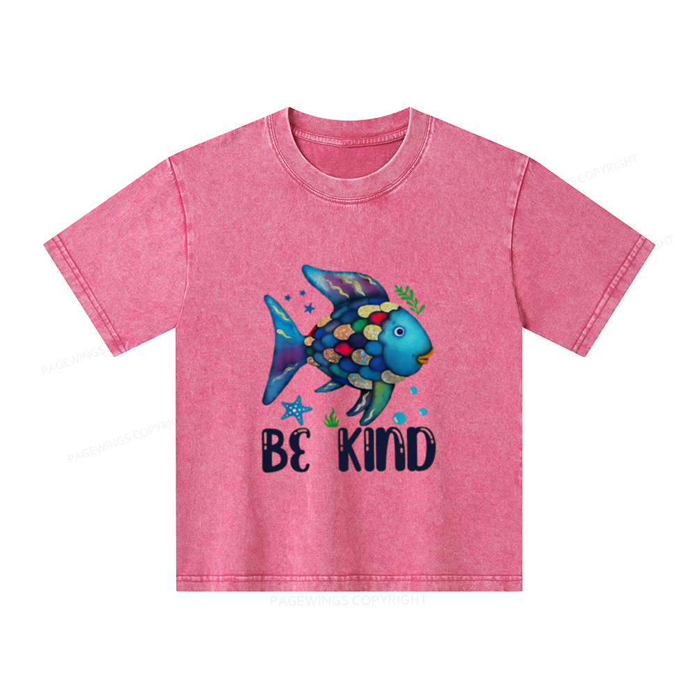 Pagewings Be Kind Book Unisex Kids Washed T-shirt