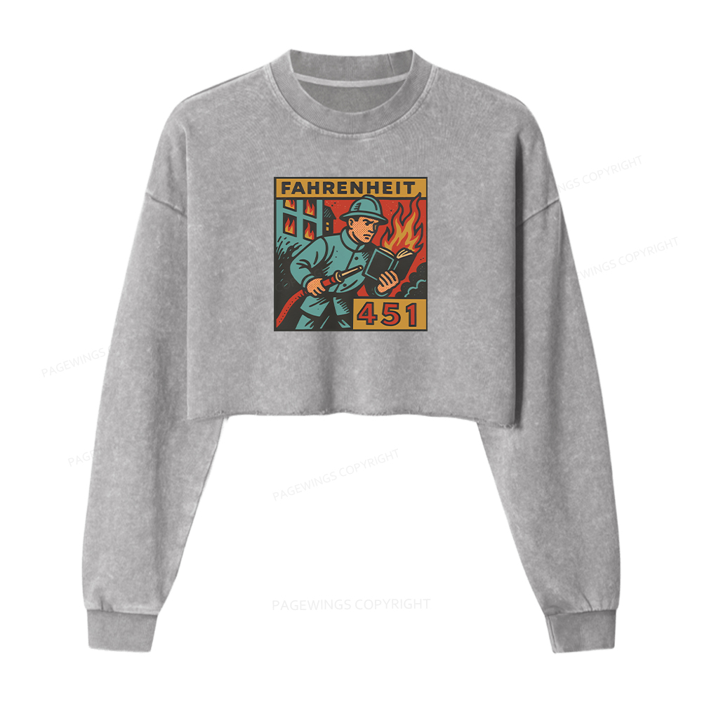 Pagewings Literature 451 Washed Crop Sweatshirt