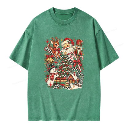 Pagewings Retro Christmas Unisex Washed T-shirt