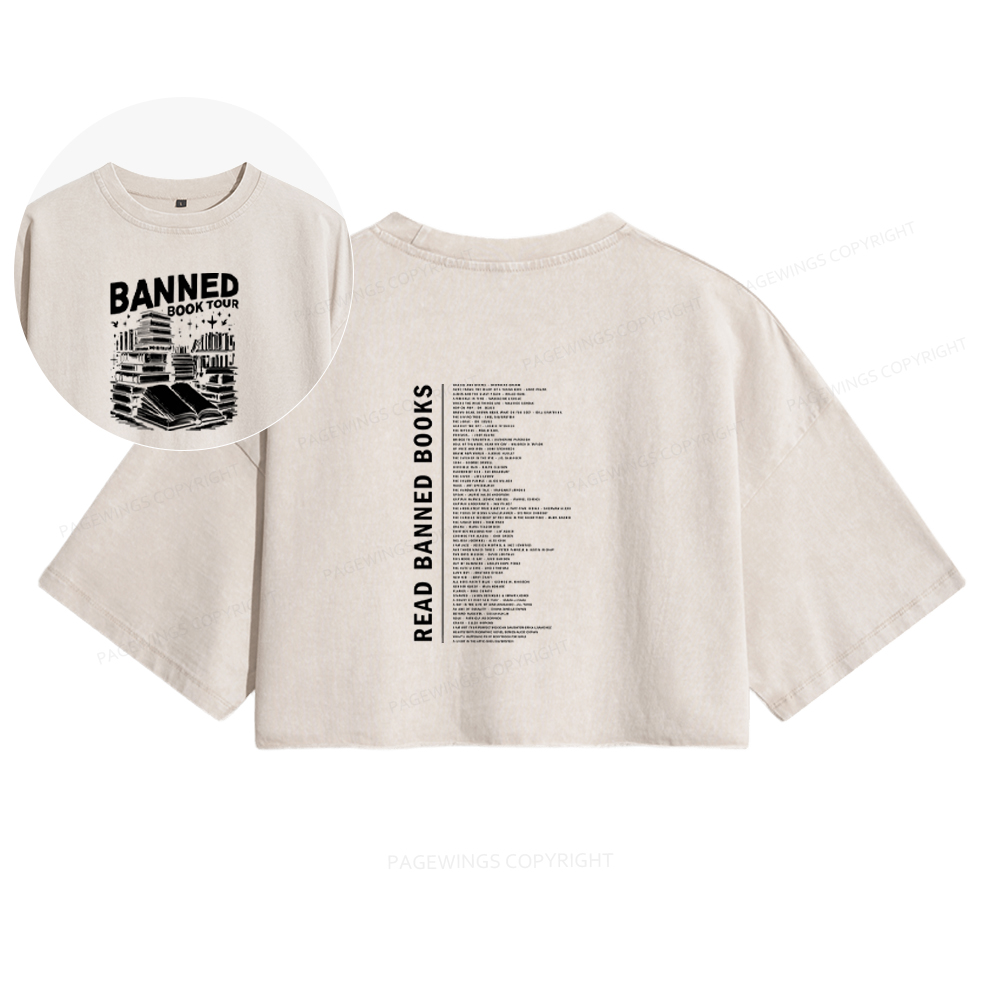 Pagewings Banned Books Tour Women's Washed Cropped T-shirt