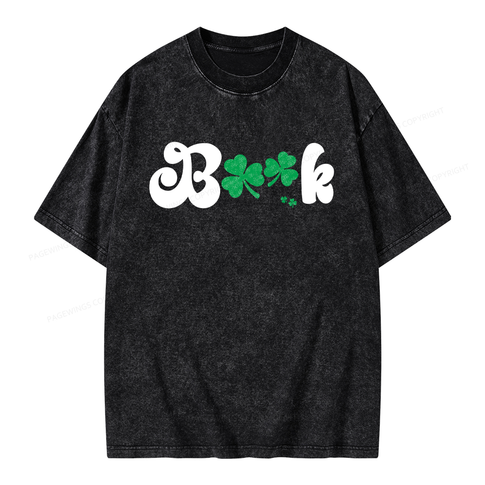Shamrock Book St Patricks Day Unisex Washed T-shirt