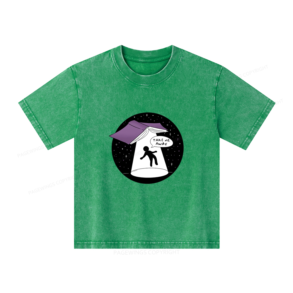 Pagewings Take Me Away Unisex Kids Washed T-shirt