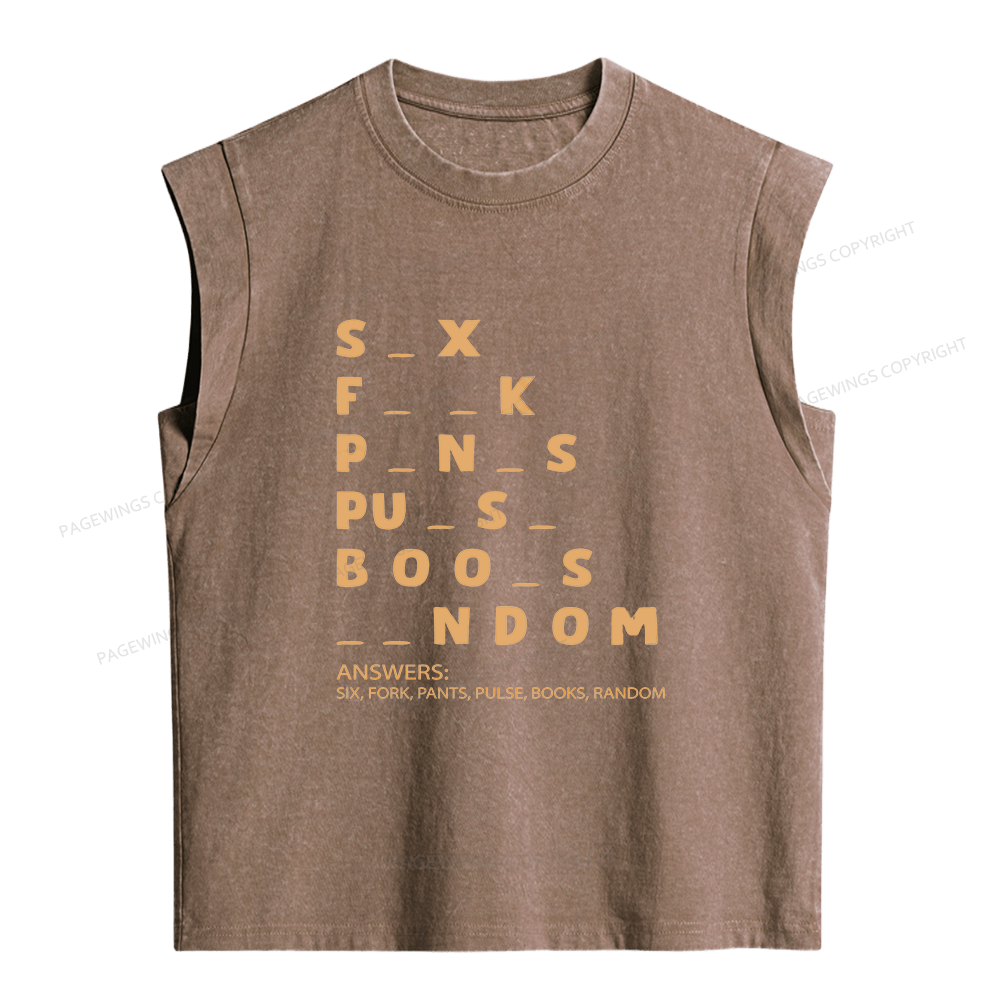 Pagewing Funny Humor Word Puzzle Women's Washed Tank Top
