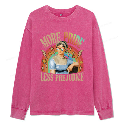 Pagewings More Pride Less Prejudice Unisex Washed Long Sleeve T-shirt