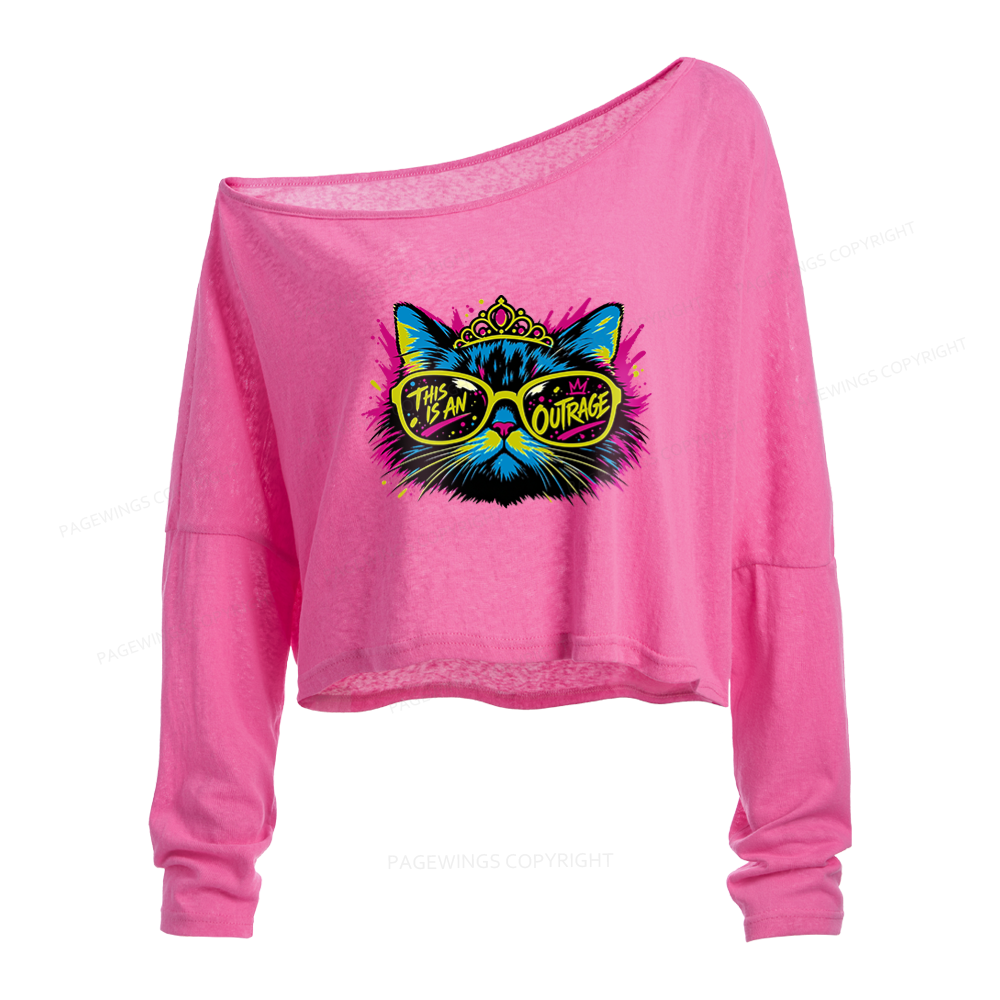 Pagewings Sci Fi Bookish Slouchy Long Sleeve Off Shoulder T-shirt