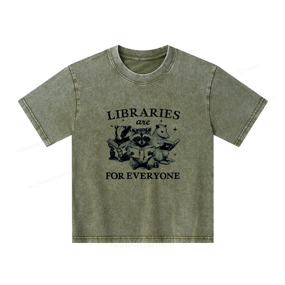 Pagewings Libraries Are For Everyone Unisex Kids Washed T-shirt