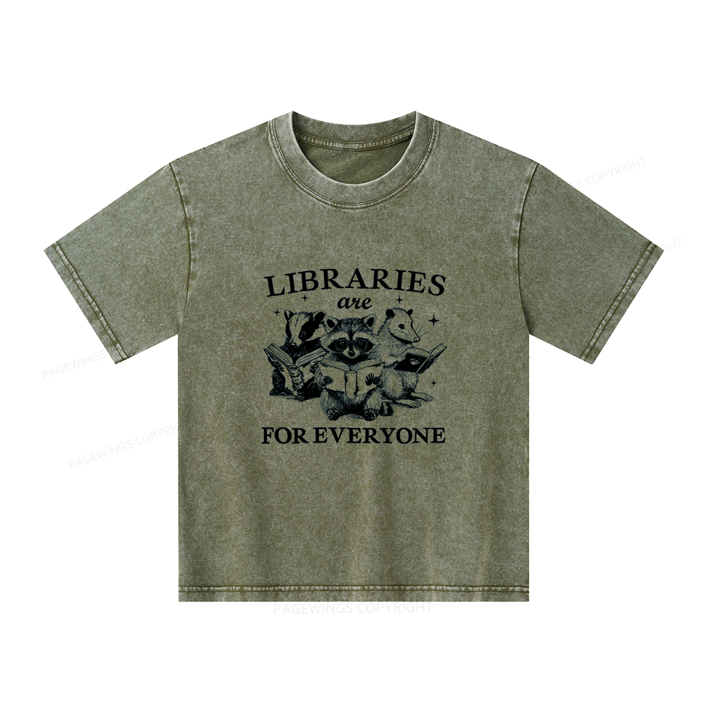 Pagewings Libraries Are For Everyone Unisex Kids Washed T-shirt
