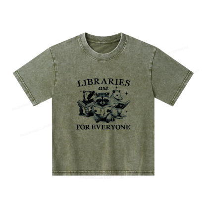 Pagewings Libraries Are For Everyone Unisex Kids Washed T-shirt